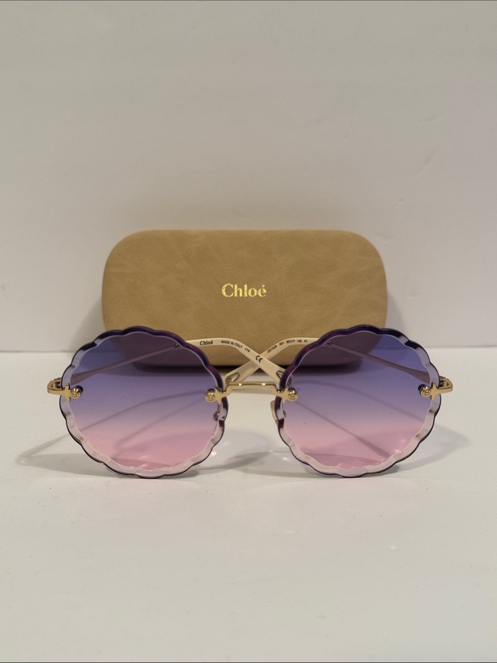 Chloe CE142S Women's Chic Pink to Purple Gradient Scalloped Sunglasses